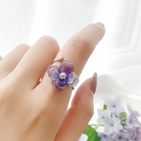 八重紫陽花　リング　（シルバー）r4107
