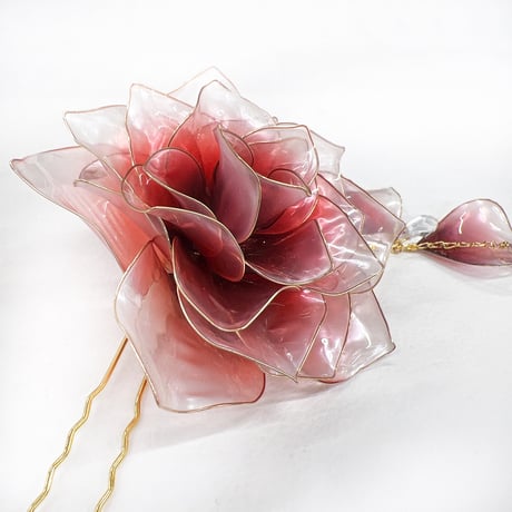 赤薔薇 「愛情」かんざし　h4068