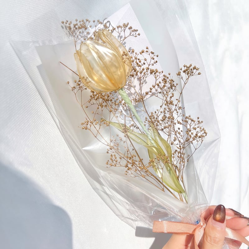 オーダーブーケ】ギフトにおすすめ♡お好きな1輪とかすみ草の花束