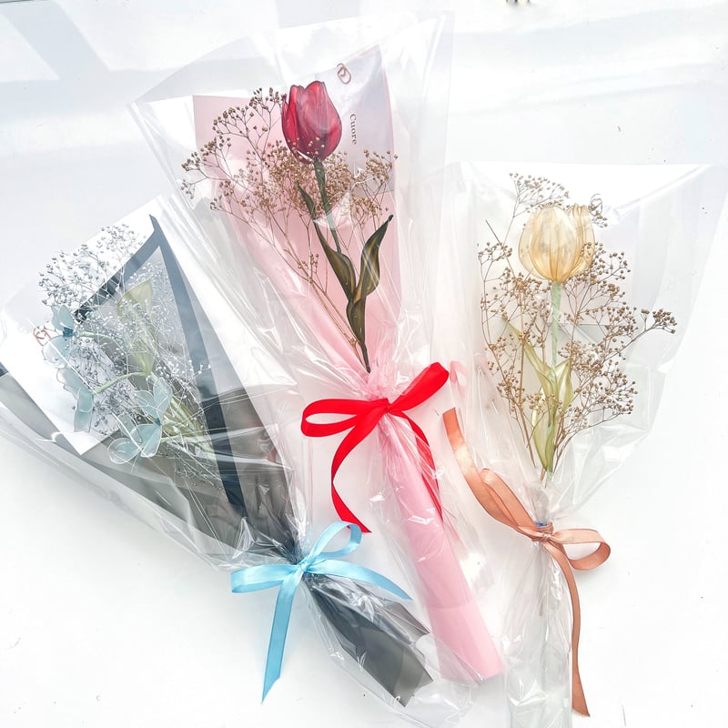 オーダーブーケ】ギフトにおすすめ♡お好きな1輪とかすみ草の花束 | Cuore