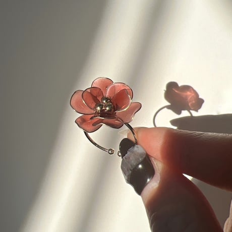 深紅の椿　リング r4020