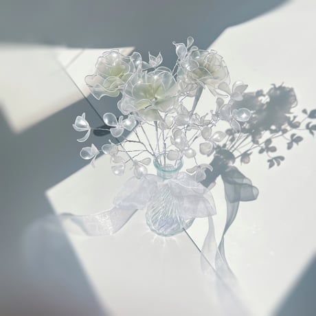 【お得なブーケ】薔薇とかすみ草のブーケ（グリーングラデ/パール）6本セット　b2037