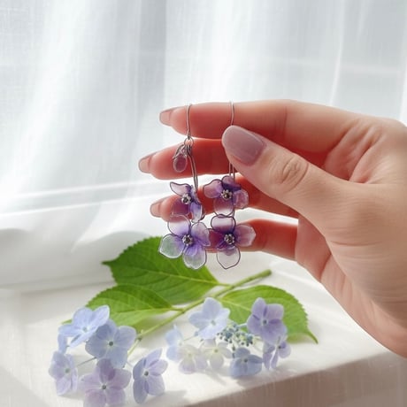 ゆらゆら紫陽花　2輪（シルバー）（フック）1435