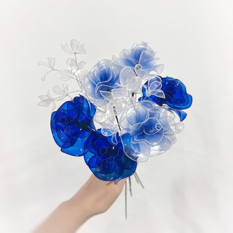 【お得なブーケ】青薔薇MIXとかすみそうのブーケ 8本セット　b2016