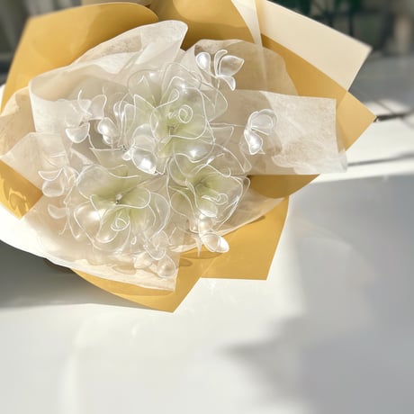 【お得なブーケ】薔薇とかすみ草のブーケ（グリーングラデ/パール）6本セット　b2037