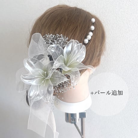 百合　リボンのヘッドドレス　５点セット　h4045