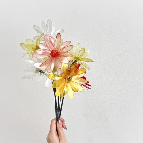 【お得なブーケ】ガーベラ　3本セット【イエロー、ホワイト、レモンイエローの3色セット】