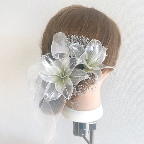 百合　リボンのヘッドドレス　５点セット　h4045