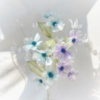 2色のブルースターとかすみ草のブーケ 5本セット b2036