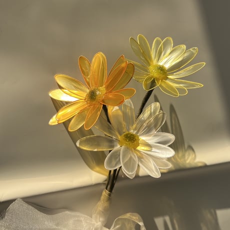 【お得なブーケ】ガーベラ　3本セット【イエロー、ホワイト、レモンイエローの3色セット】