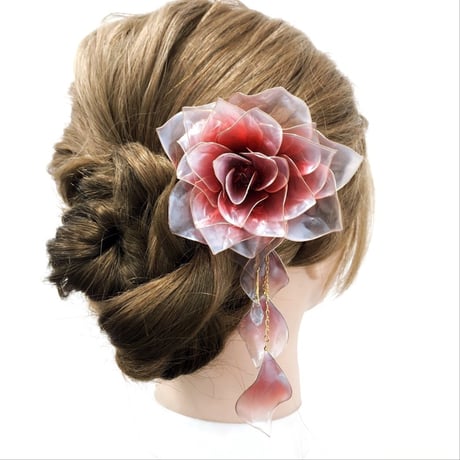 【お得な2点set】薔薇 -愛情- かんざし＆薔薇の花弁　h4068&p1141