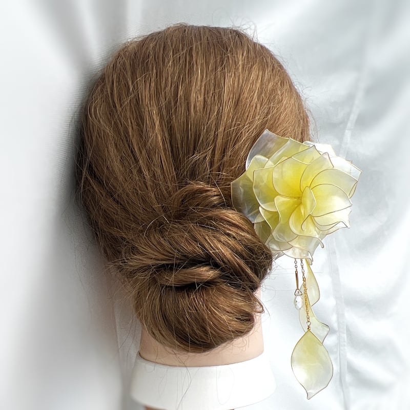 黄薔薇 「幸福」かんざし h4087 | Cuore