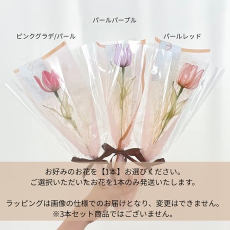 【お得なブーケ】チューリップのかすみ草ブーケ（1本）b2053