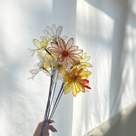 【お得なブーケ】ガーベラ　3本セット【イエロー、ホワイト、レモンイエローの3色セット】