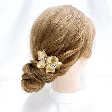 【1点限定】【在庫処分価格】フラワーピン ゴールド 2点セット F