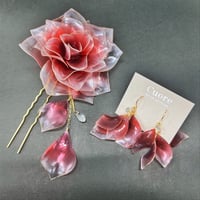 【お得な2点set】薔薇 -愛情- かんざし＆薔薇の花弁　h4068&p1141