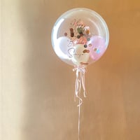 【浮型】コンフェティー入りバースデーバルーンPINK