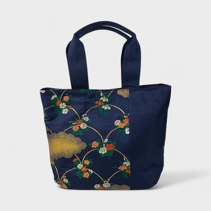 Midori Obi Arts花柄和装用バッグ 紺色 大きめ Bag – Midori Obi Arts