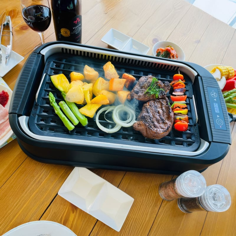 お買い得]焼肉から鉄板料理まで！プレート2枚セット 吸煙グリル＋平