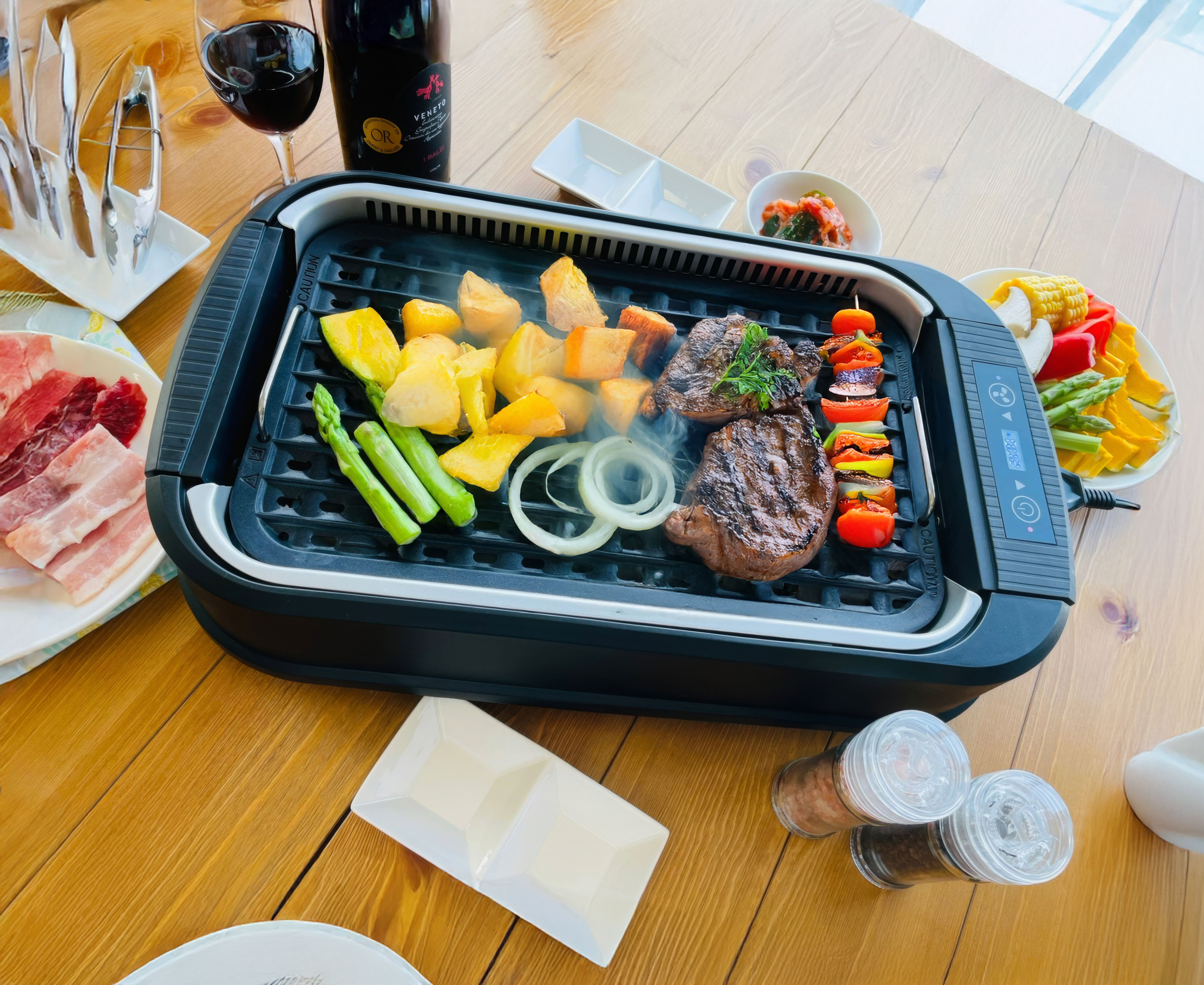 お買い得]焼肉から鉄板料理まで！プレート2枚セット 吸煙グリル＋平