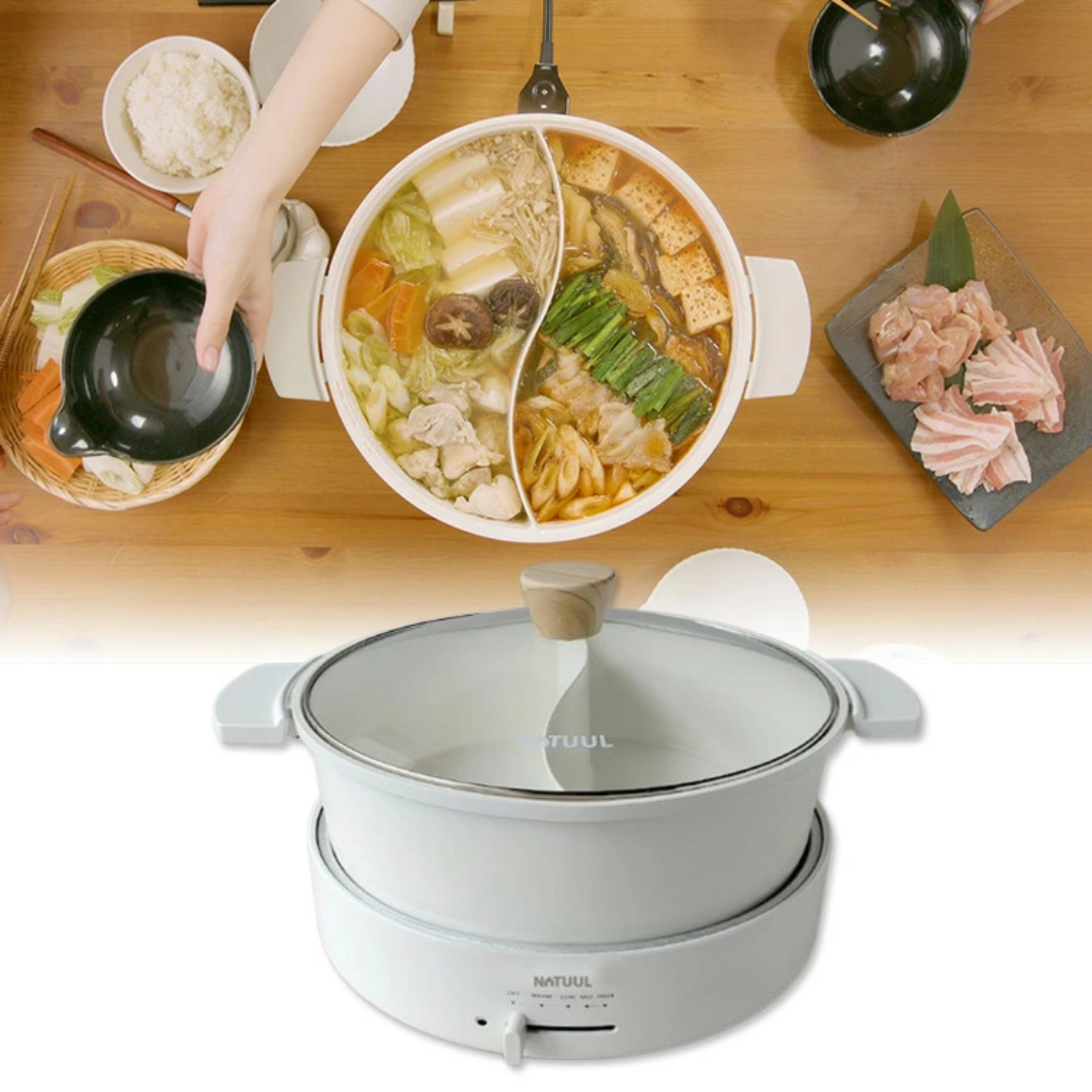 新商品】おやこ電気鍋 直火対応 仕切り電気なべ 二食電気おやこ鍋