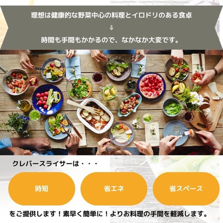 千切り、すりおろし、スライスまで これ１台で解決！　クレバースライサー