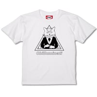 「三つ目キャットシンボル（MONOCHROME）」T-shirt (WHITE)