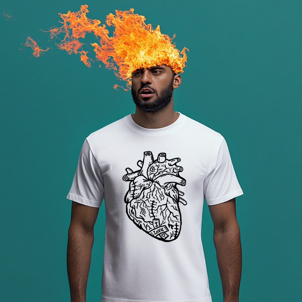 心臓 T-shirt (Black) | やばさ商店