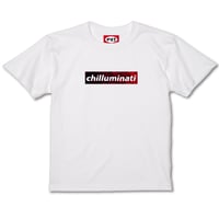 「CHILLUMINATI BOX LOGO (RED LEAF）」 T-shirt (WHITE)