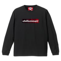 「 CHILLUMINATI BOX LOGO (RED LEAF）」Long Sleeve T-Shirts(BLACK)