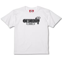 「おっとりヘップバーン90sロゴOnly」 T-shirt (White)
