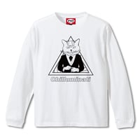「三つ目キャットシンボル（MONOCHROME）」Long Sleeve T-Shirts(WHITE)