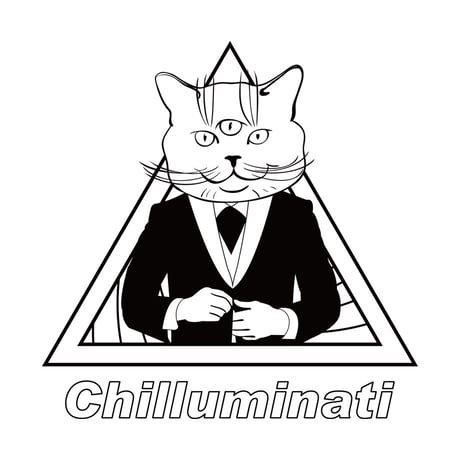 「三つ目キャットシンボル（MONOCHROME）」 ラグラン 3/4スリーブ Tシャツ(白X黒)