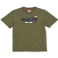 「おっとりヘップバーン90sロゴOnly」 T-shirt (ライトオリーブ)