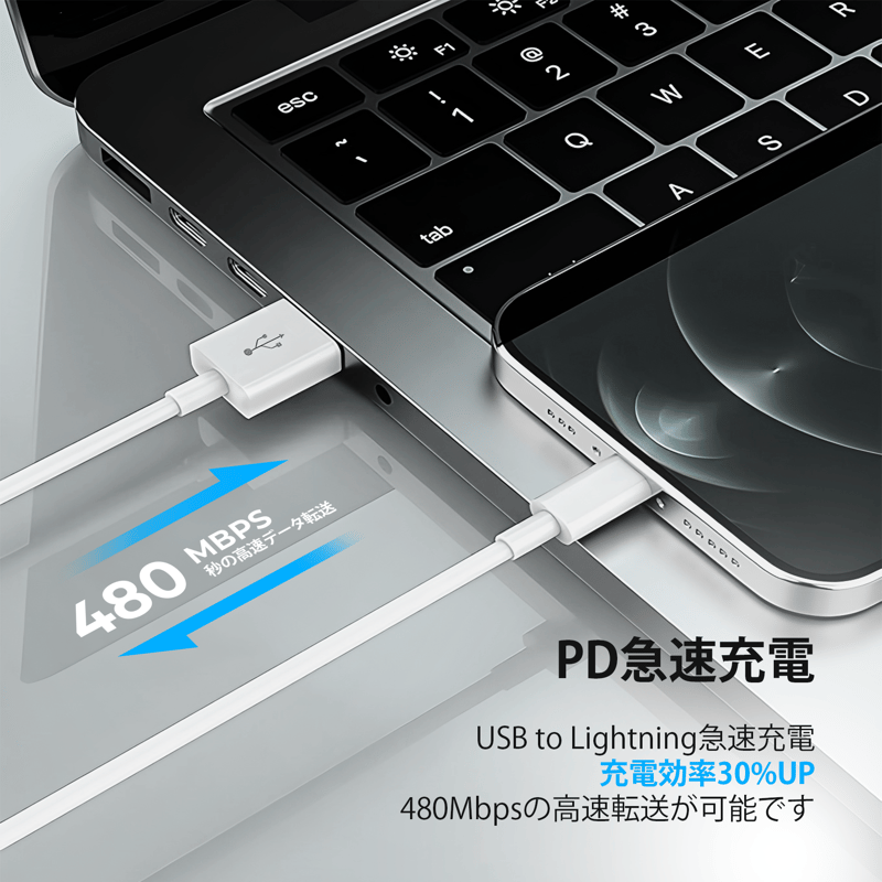 充電ケーブル USB-A 2m 3本 急速充電 ライトニングケーブル 充電ケーブル USB-A 2m 3本 急速充電 ライトニングケーブル