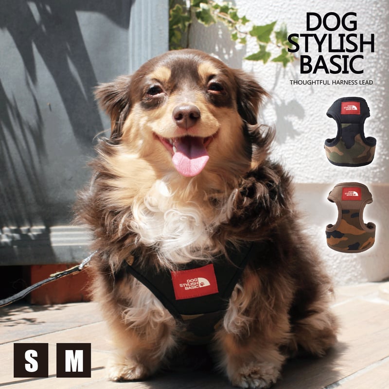 AF0225 DOG STYLISH BASICカモフラソートフルハーネスリード 犬 小型犬