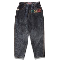USED"90's DMZ SAFE ZONE PATCHWORK BLACK DENIM PANTS"