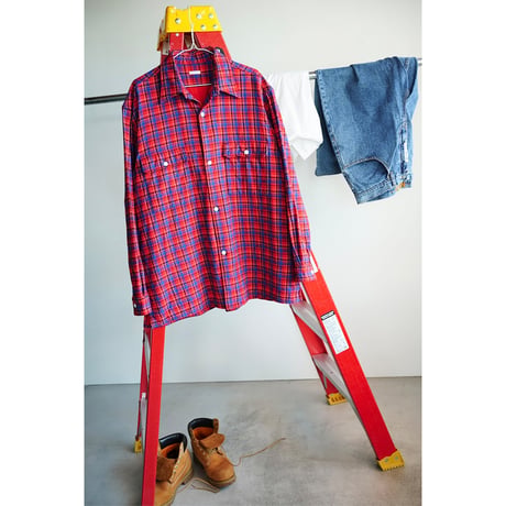 SOWBOW "FLAP POCKET WORK SHIRT / DOUBLE CLOTH PLAID" ［RED］