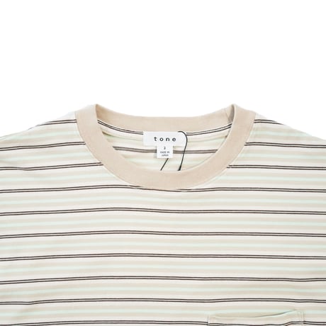 tone"DOUBLE STITCH SS T SHIRT"［BEIGE STRIPE］