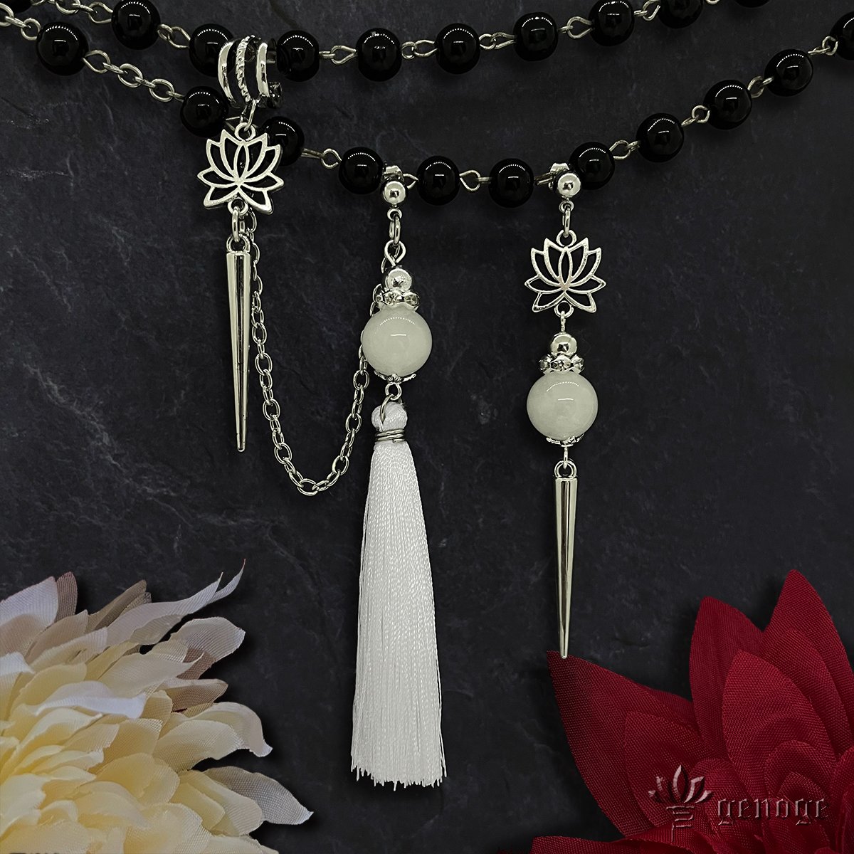チャイナピアス/イヤリング】タッセルピアス×アシンメトリー