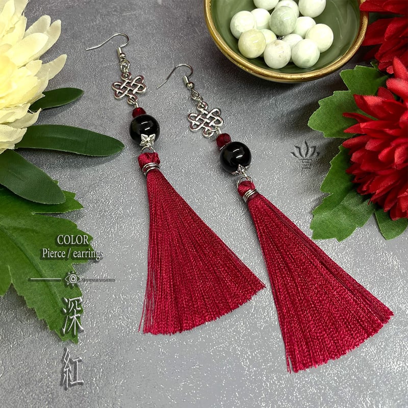 再販34　赤　フリンジ　カラフル　ピアス　イヤリング　タッセル　オルテガ柄　夏 再販34 赤 フリンジ カラフル ピアス イヤリング タッセル