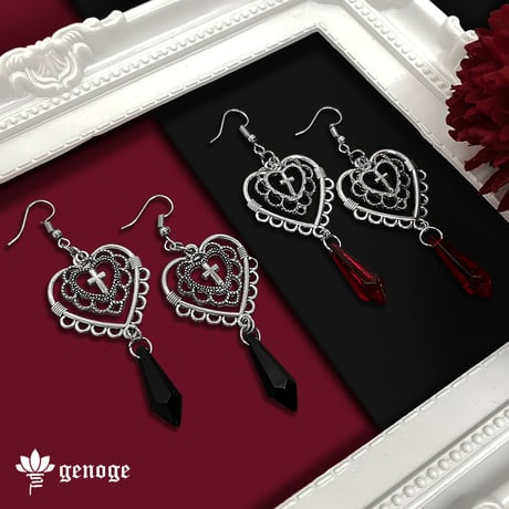 【ゴシックピアス/イヤリング】シルバーピアス｜V系×地雷系×サブカル｜St. Lolita -Red-