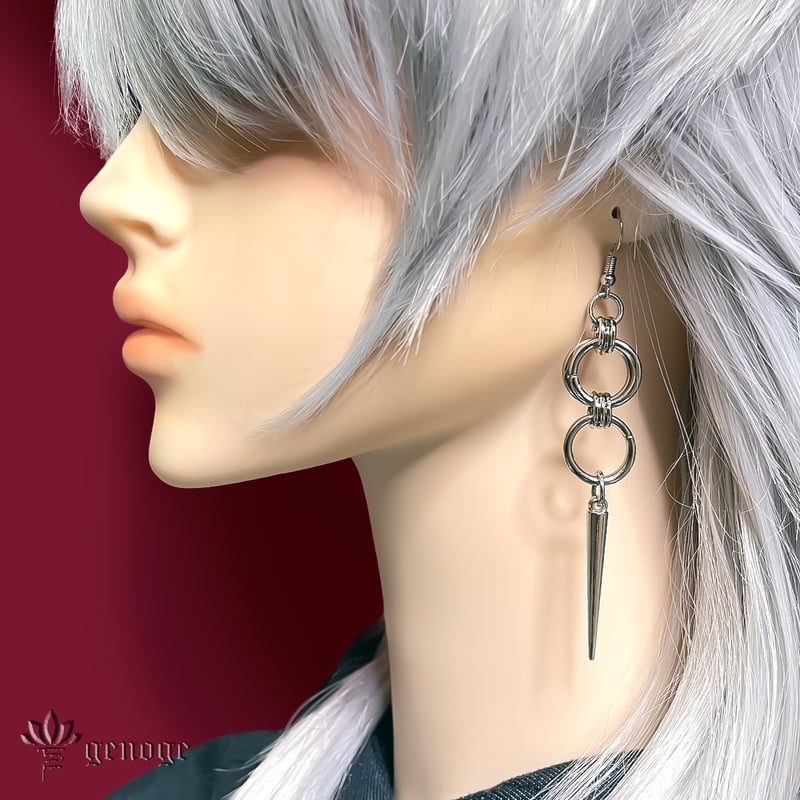 モード系ピアス/イヤリング】アシンメトリー×シルバー｜ロック×V系