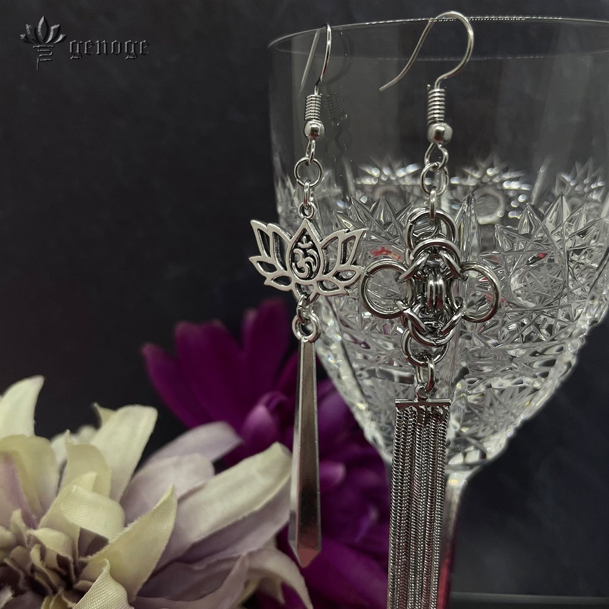 チャイナピアス/イヤリング】シルバーピアス/アシンメトリーピアス