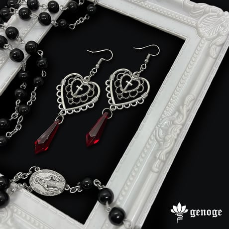 【ゴシックピアス/イヤリング】シルバーピアス｜V系×地雷系×サブカル｜St. Lolita -Red-