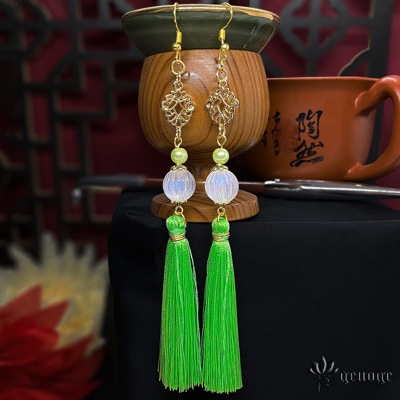 チャイナピアス/イヤリング】カラバリタッセルピアス｜和風×中華×推し