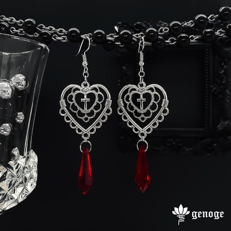 【ゴシックピアス/イヤリング】シルバーピアス｜V系×地雷系×サブカル｜St. Lolita -Red-