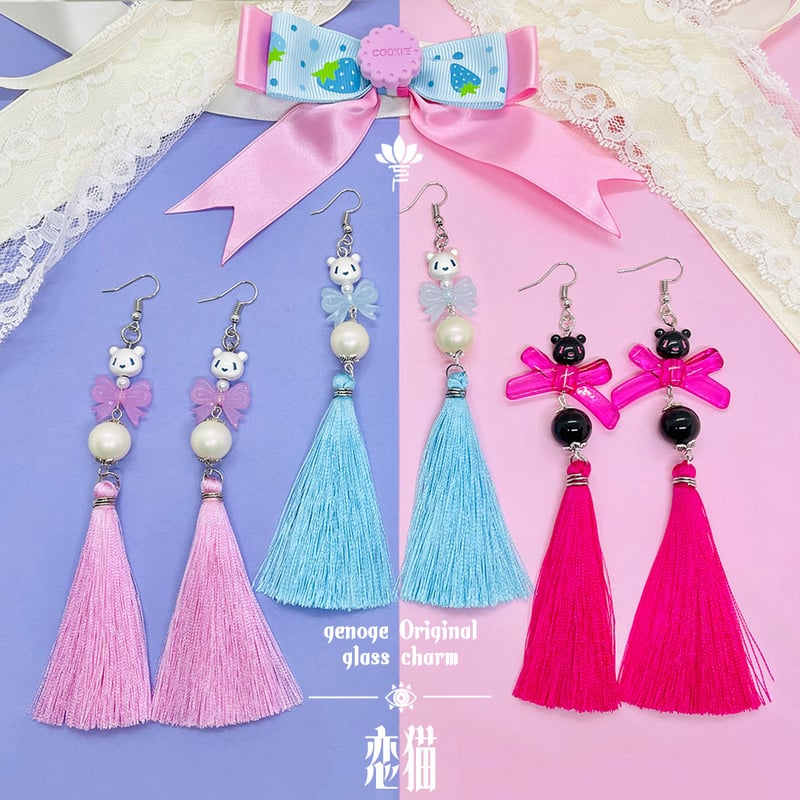 チャイナピアス/イヤリング】中華×天使界隈×ゆめかわいい｜恋猫 苺