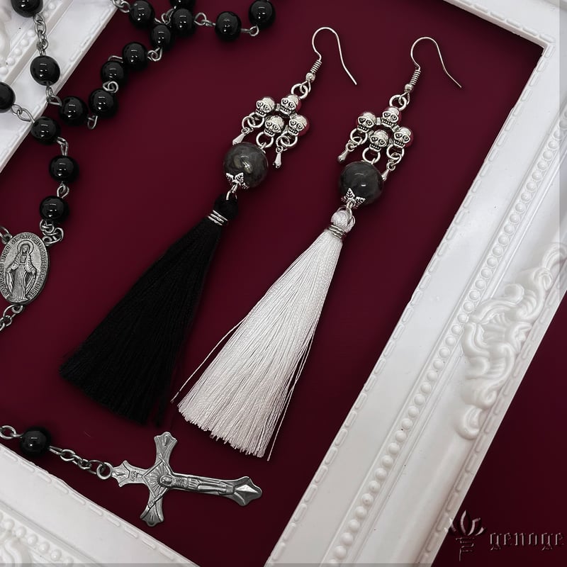 タッセルピアス/イヤリング】アシンメトリーピアス｜ロック×V系×モード