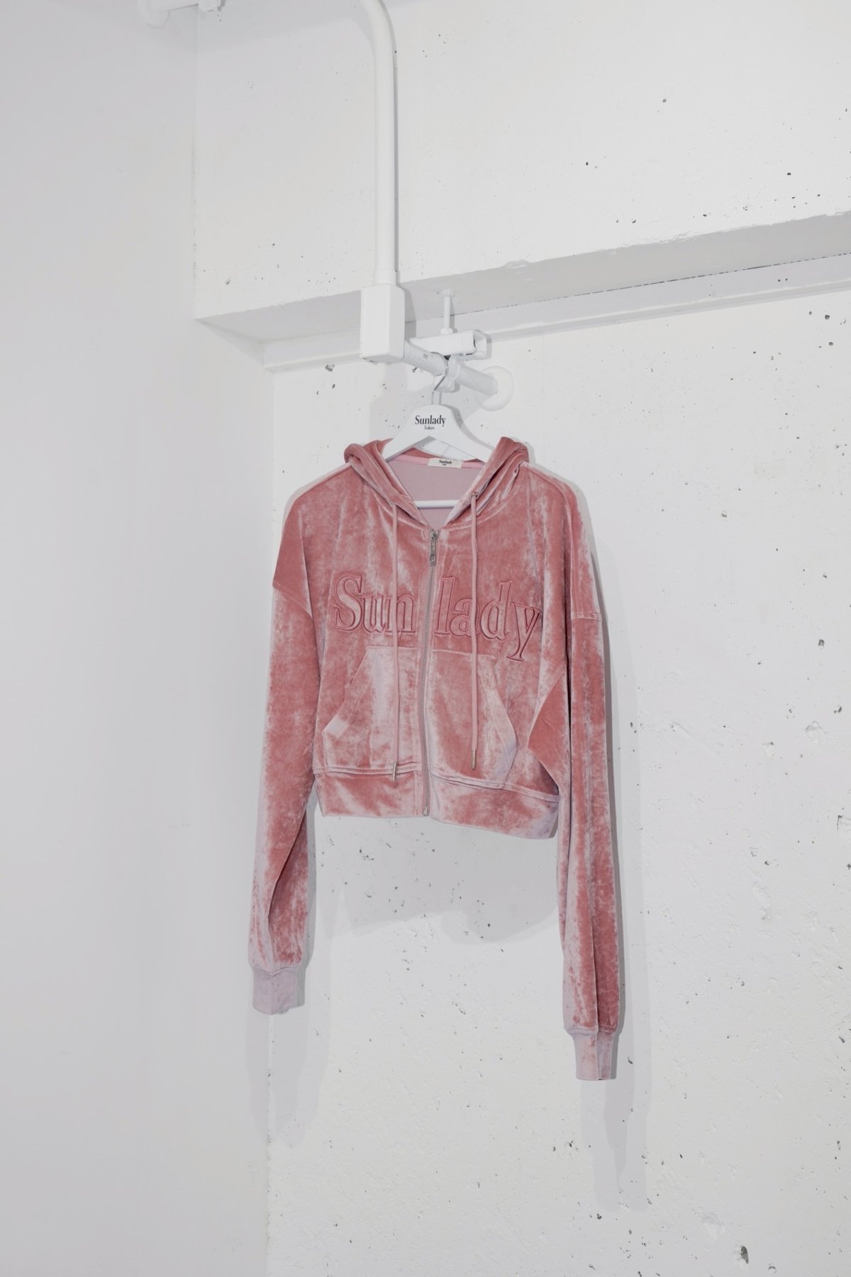 Short Velour Hoodie Peach | sunladytokyo